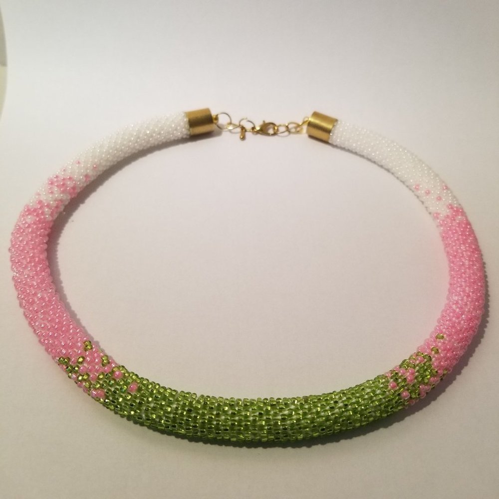 "SPRINKLES" SEED BEAD CROCHET NECKLACE N-30036